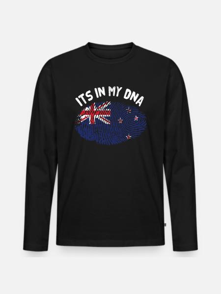 Neuseeland - Männer Premium Bio Langarmshirt - Schwarz