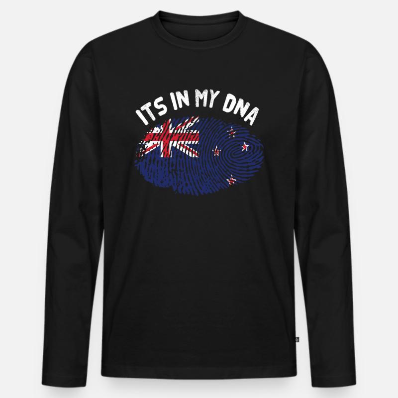 Neuseeland - Männer Premium Bio Langarmshirt - Schwarz