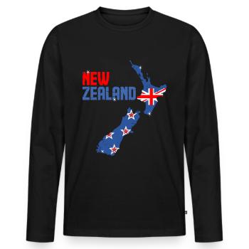 Neuseeland - Männer Premium Bio Langarmshirt - Schwarz - Vorne - Nico (187cm)