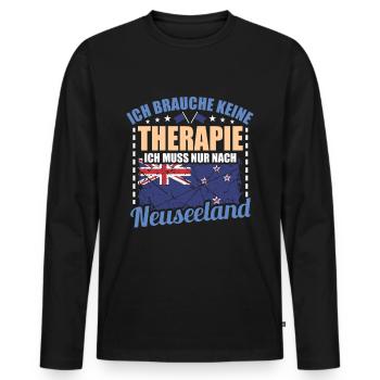 Neuseeland - Männer Premium Bio Langarmshirt - Schwarz - Vorne - Nico (187cm)