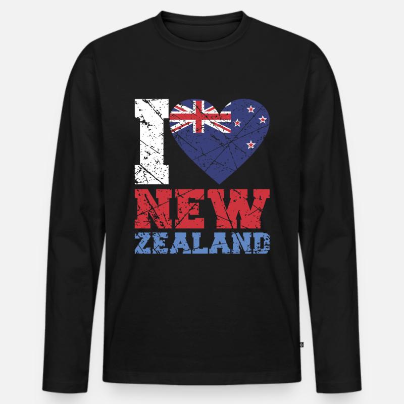 Neuseeland - Männer Premium Bio Langarmshirt - Schwarz