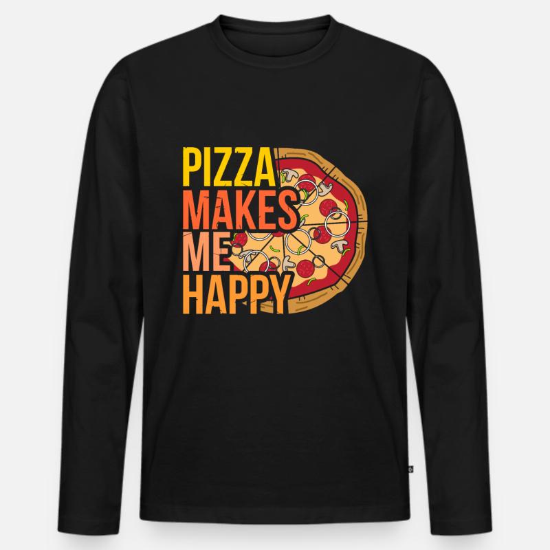 Pizza - Männer Premium Bio Langarmshirt - Schwarz