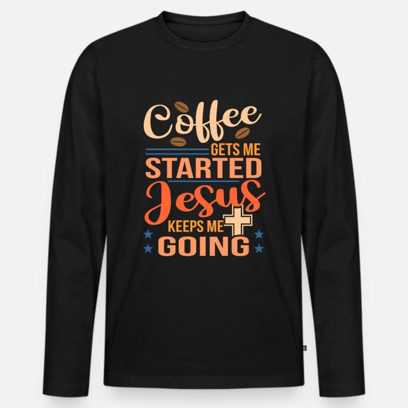Jesus - Männer Premium Bio Langarmshirt - Schwarz