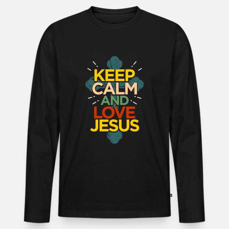 Jesus - Männer Premium Bio Langarmshirt - Schwarz