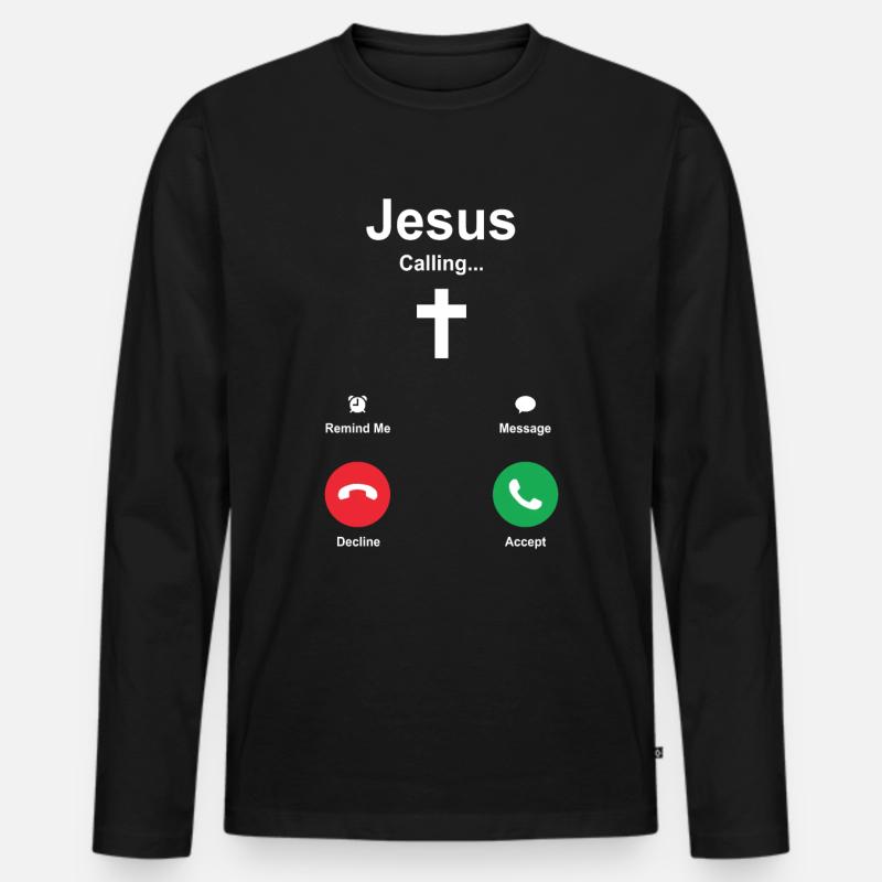 Jesus - Männer Premium Bio Langarmshirt - Schwarz