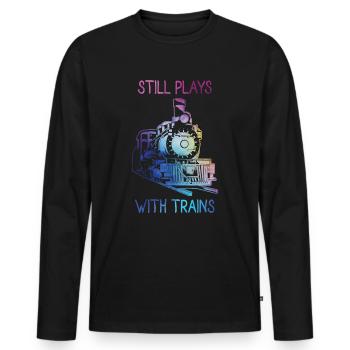 train - T-shirt manches longues Premium bio Homme - noir - Devant - Nico (187cm)
