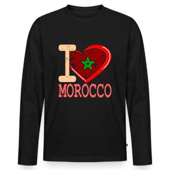 Le maroc - T-shirt manches longues Premium bio Homme - noir - Devant - Nico (187cm)