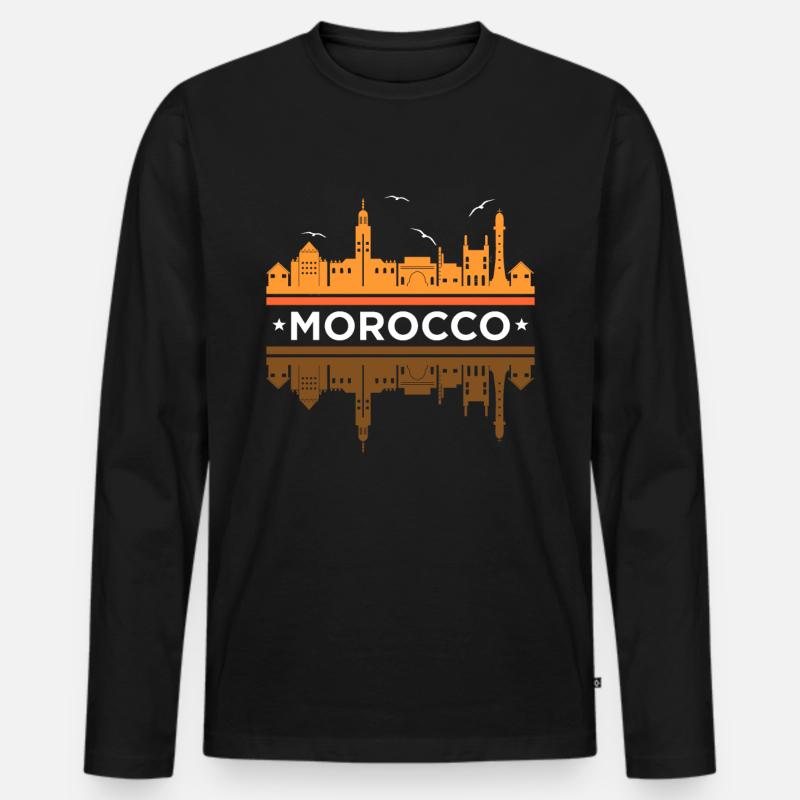 Marokko - Männer Premium Bio Langarmshirt - Schwarz