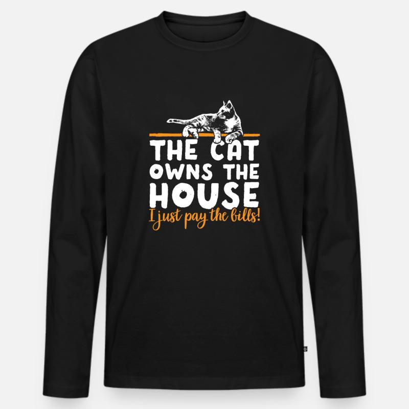 Katze - Männer Premium Bio Langarmshirt - Schwarz