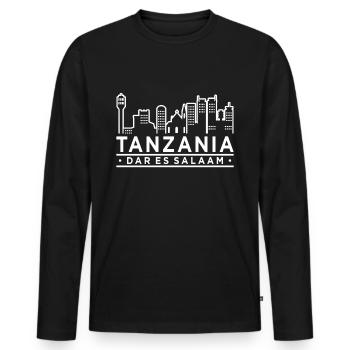 Tanzania - Men's Premium Organic Long Sleeve Shirt - black - Front - Nico (187cm)