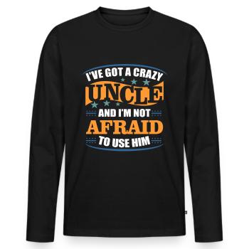 Onkel - Männer Premium Bio Langarmshirt - Schwarz - Vorne - Nico (187cm)