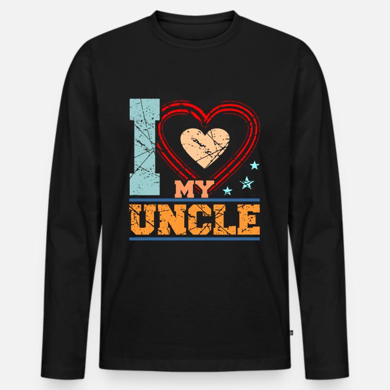 Onkel - Männer Premium Bio Langarmshirt - Schwarz