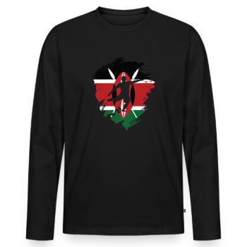 Kenya - Men's Premium Organic Long Sleeve Shirt - black - Front - Nico (187cm)