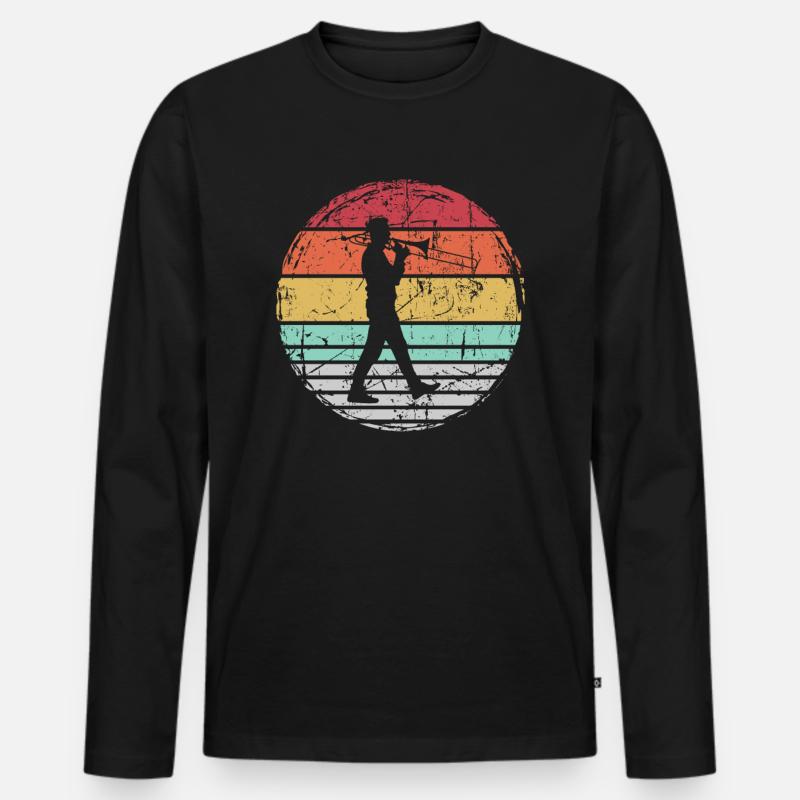 Posaune Trombone - Männer Premium Bio Langarmshirt - Schwarz