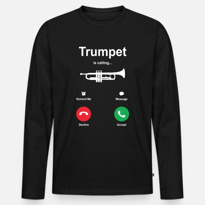 Trompete - Männer Premium Bio Langarmshirt - Schwarz