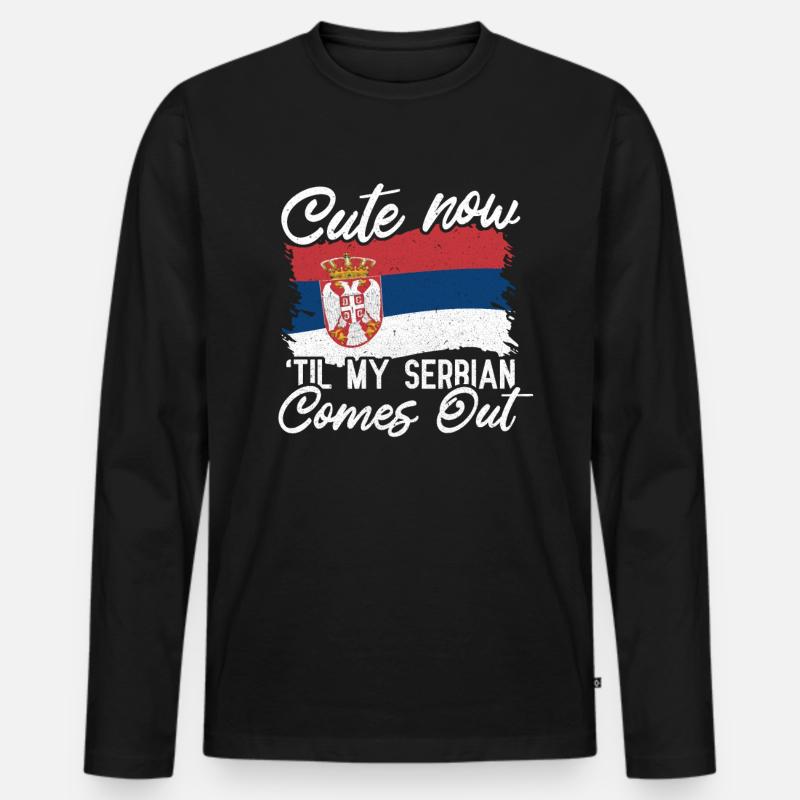 Serbien - Männer Premium Bio Langarmshirt - Schwarz