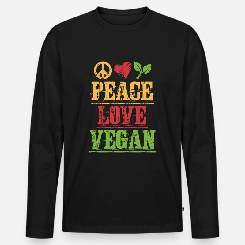 Vegan - Männer Premium Bio Langarmshirt - Schwarz