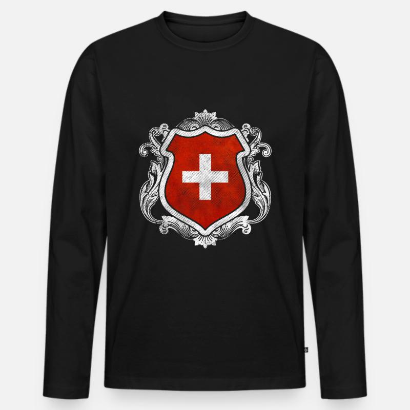 Schweiz - Männer Premium Bio Langarmshirt - Schwarz