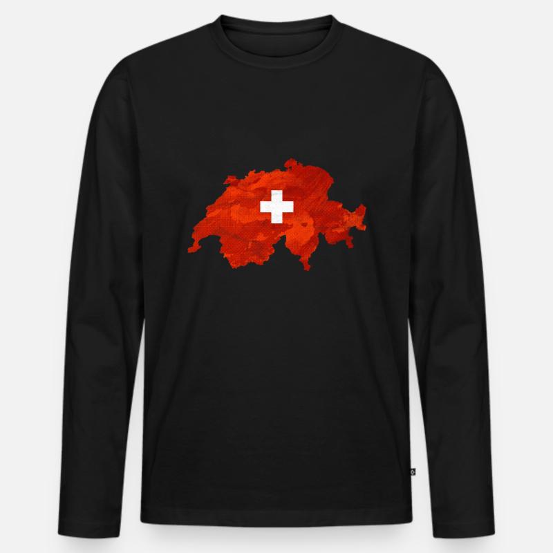 Schweiz - Männer Premium Bio Langarmshirt - Schwarz