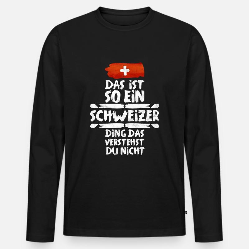 Schweiz Schweizer Geschenkidee - Männer Premium Bio Langarmshirt - Schwarz