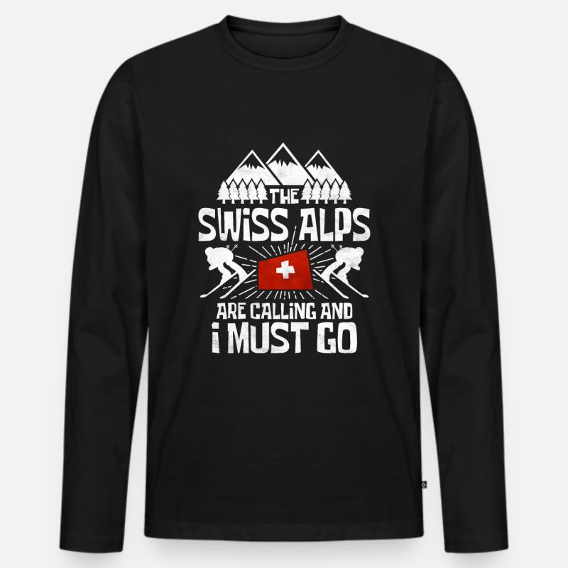 Schweiz Schweizer Geschenkidee - Männer Premium Bio Langarmshirt - Schwarz