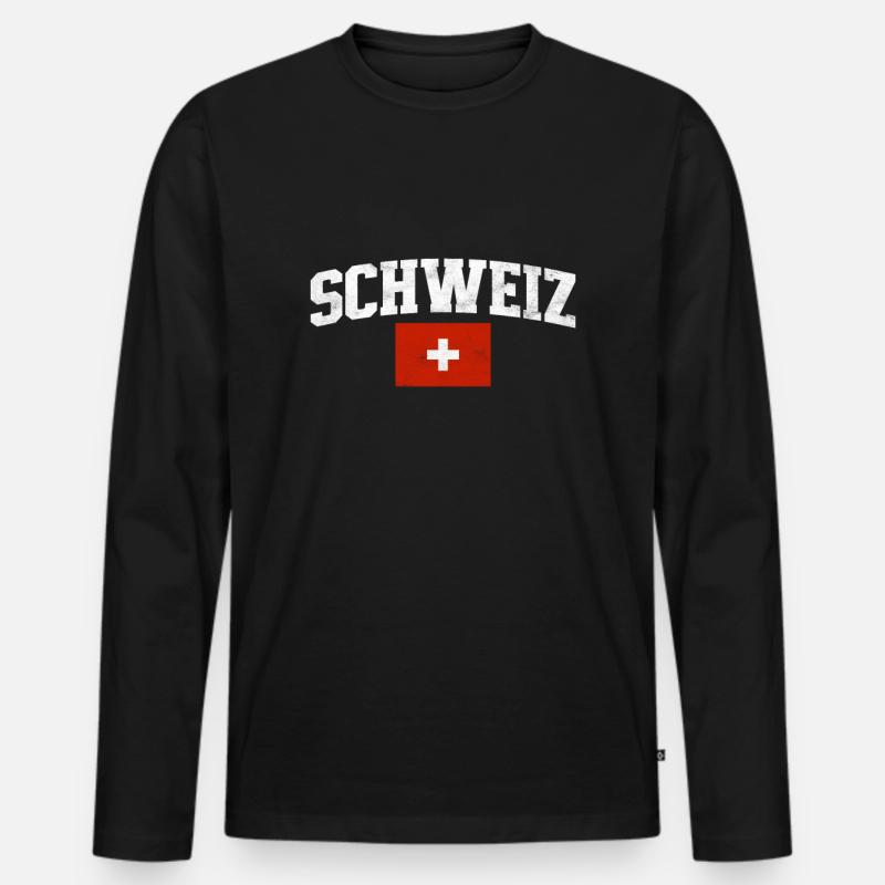 Schweiz Schweizer Geschenkidee - Männer Premium Bio Langarmshirt - Schwarz