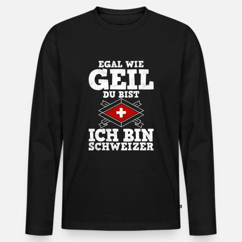 Schweiz Schweizer Geschenkidee - Männer Premium Bio Langarmshirt - Schwarz