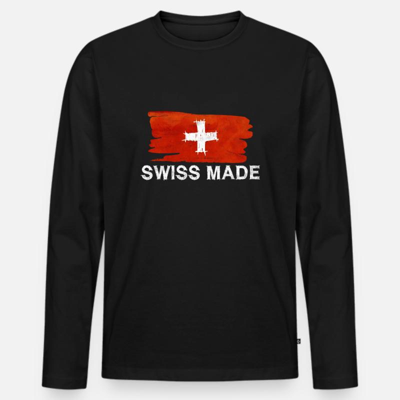 Schweiz Schweizer Geschenkidee - Männer Premium Bio Langarmshirt - Schwarz