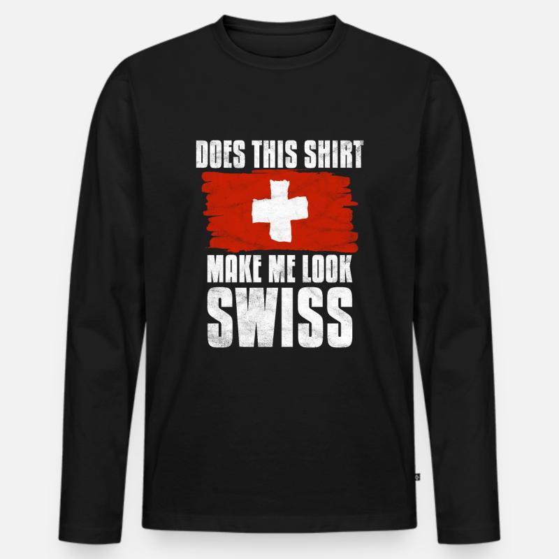Schweiz Schweizer Geschenkidee - Männer Premium Bio Langarmshirt - Schwarz