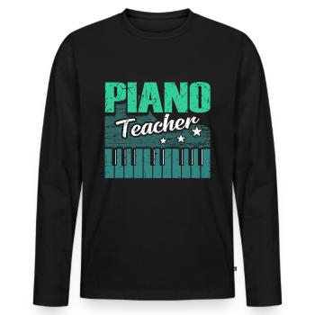 Piano piano - Men's Premium Organic Long Sleeve Shirt - black - Front - Nico (187cm)
