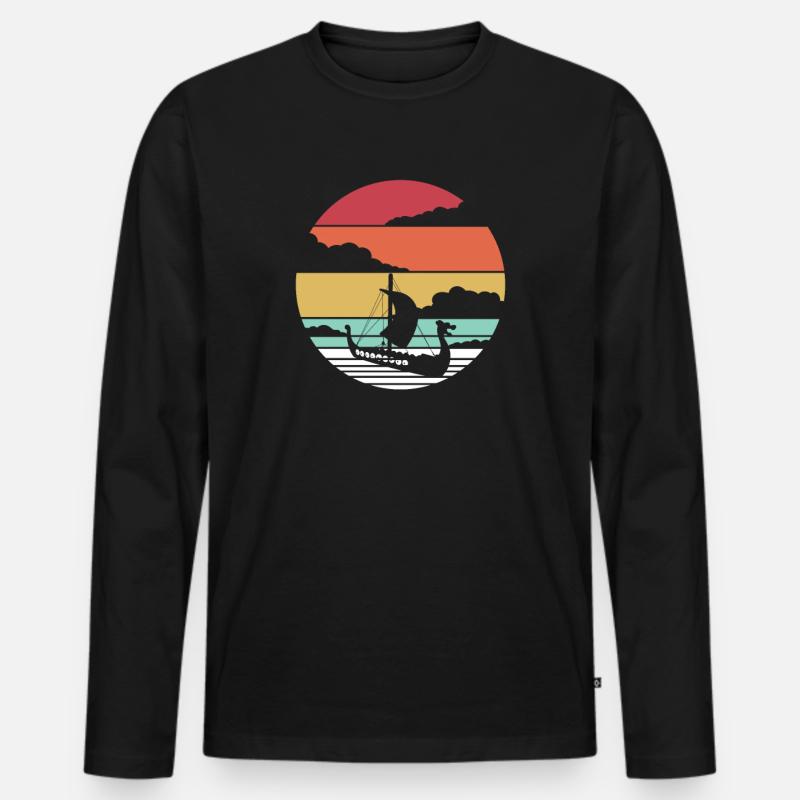 Wikinger Vikings - Männer Premium Bio Langarmshirt - Schwarz