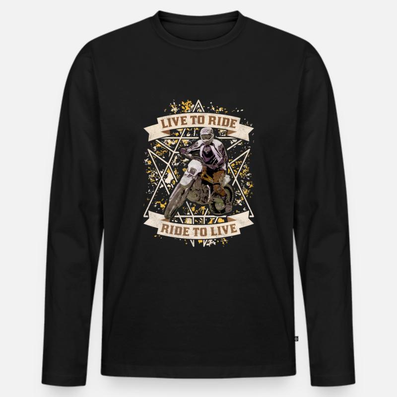 Motorrad - Männer Premium Bio Langarmshirt - Schwarz