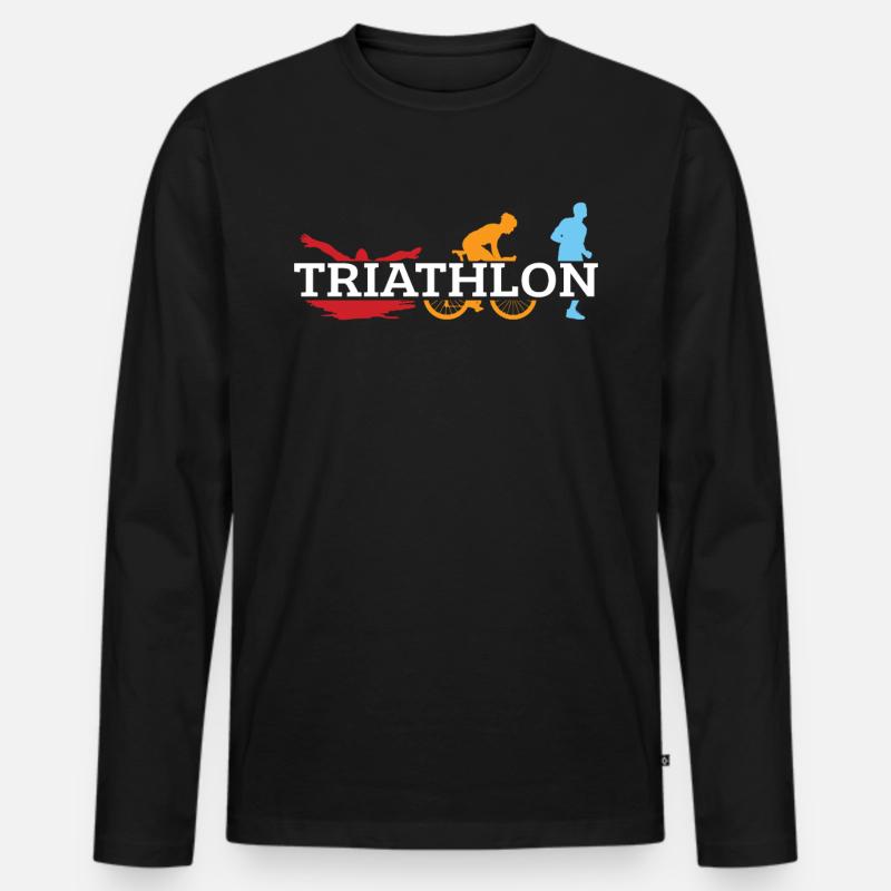 Triathlon - Männer Premium Bio Langarmshirt - Schwarz