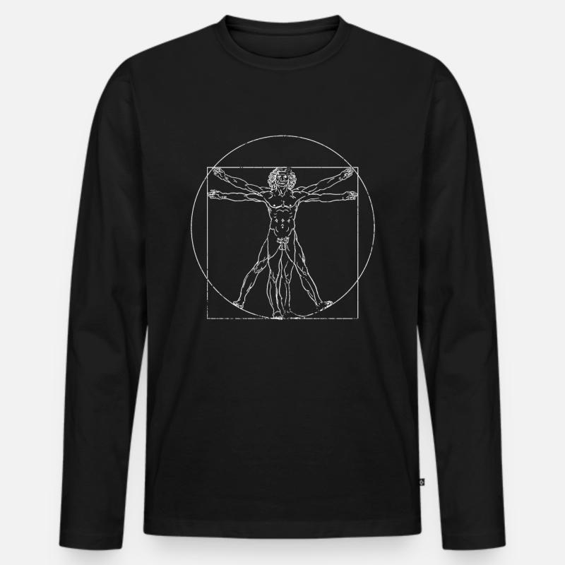 Leonardo da Vinci - Männer Premium Bio Langarmshirt - Schwarz