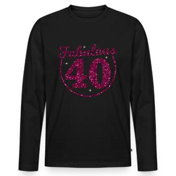 40th birthday - Men's Premium Organic Long Sleeve Shirt - black - Front - Nico (187cm)