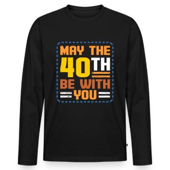 40th birthday - Men's Premium Organic Long Sleeve Shirt - black - Front - Nico (187cm)