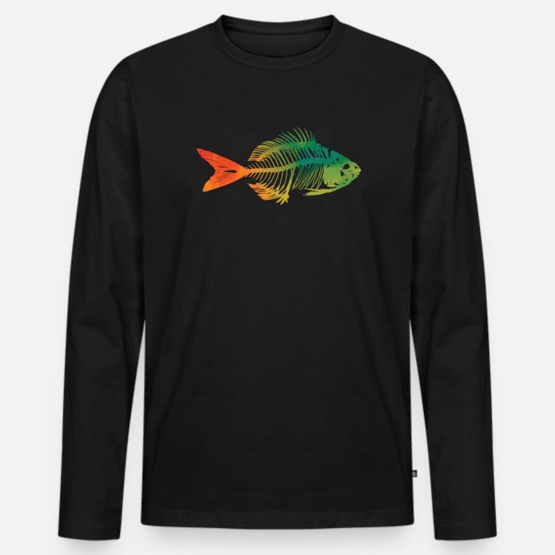Fischen - Männer Premium Bio Langarmshirt - Schwarz