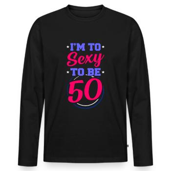 50th birthday - Men's Premium Organic Long Sleeve Shirt - black - Front - Nico (187cm)