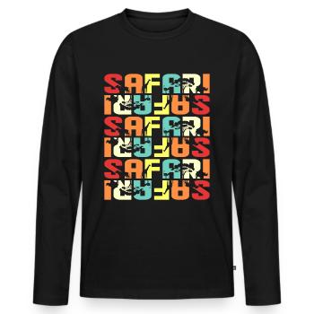 safari - Men's Premium Organic Long Sleeve Shirt - black - Front - Nico (187cm)