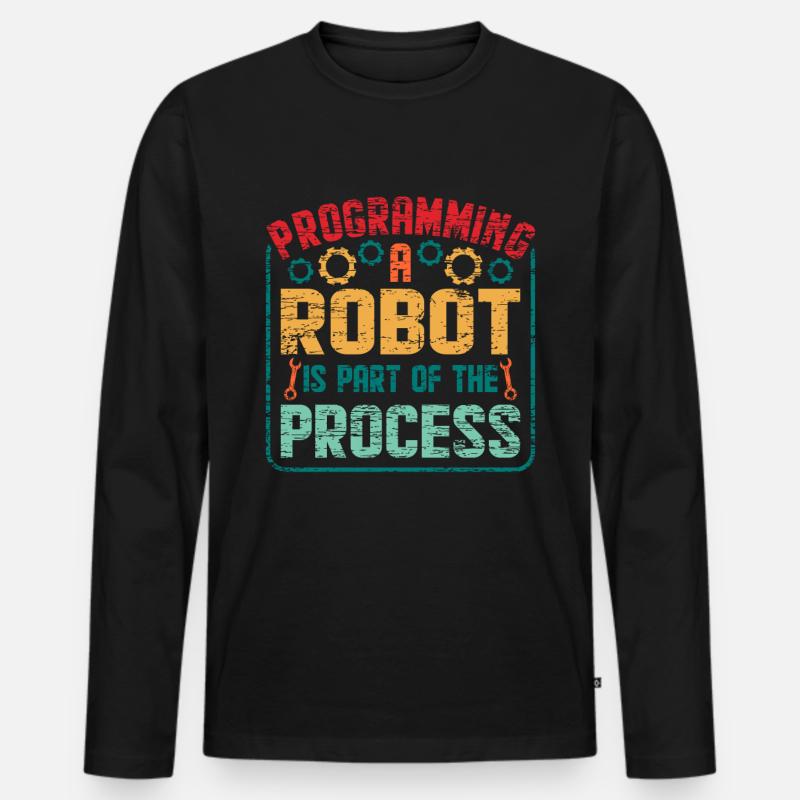 Roboter - Männer Premium Bio Langarmshirt - Schwarz