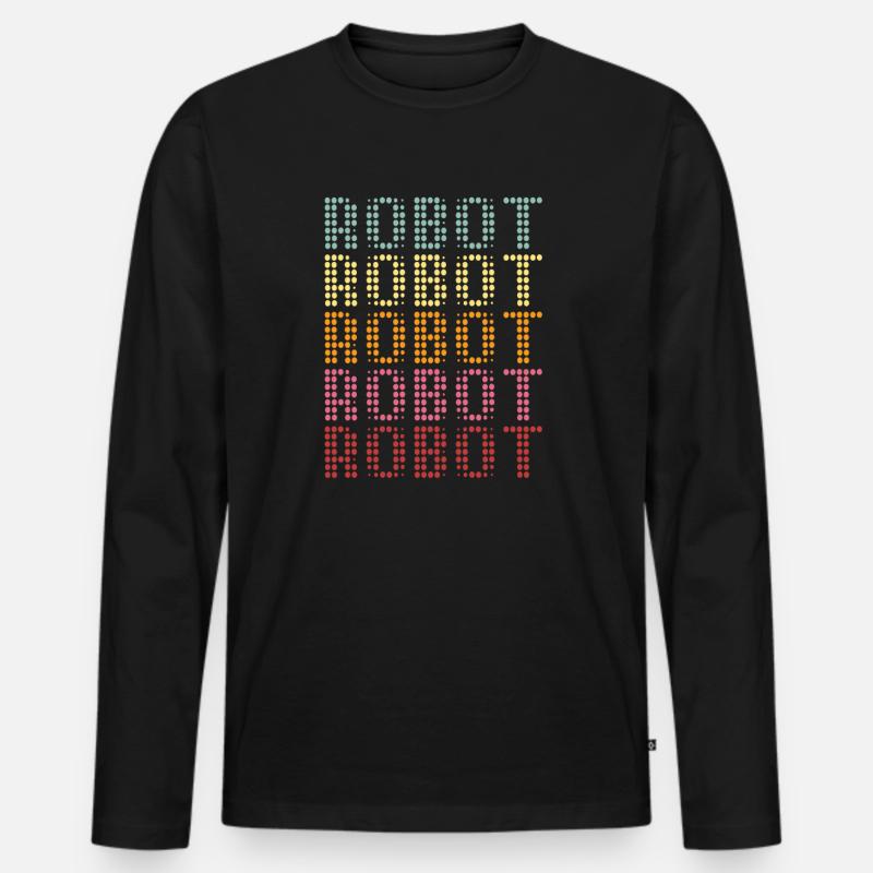 Roboter - Männer Premium Bio Langarmshirt - Schwarz