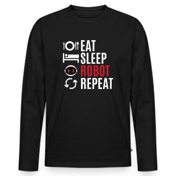 Roboter - Männer Premium Bio Langarmshirt - Schwarz - Vorne - Nico (187cm)