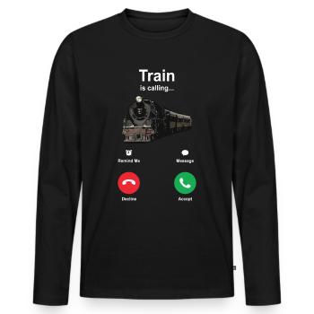 Train - T-shirt manches longues Premium bio Homme - noir - Devant - Nico (187cm)