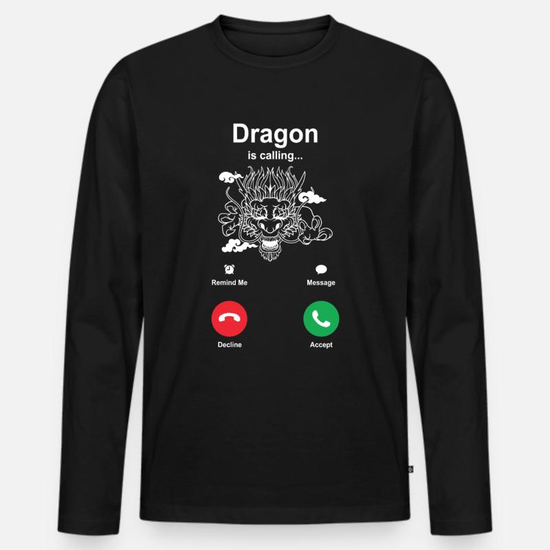 Drache - Männer Premium Bio Langarmshirt - Schwarz