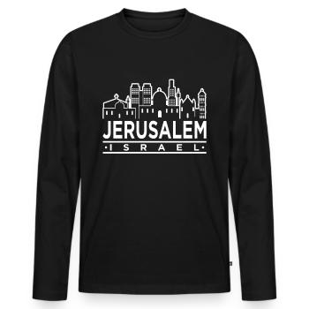 Israel - Men's Premium Organic Long Sleeve Shirt - black - Front - Nico (187cm)