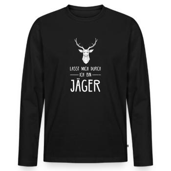 Jäger Jagd Drückjagd Schonzeit Hirsch Geschenk - Männer Premium Bio Langarmshirt - Schwarz - Vorne - Nico (187cm)