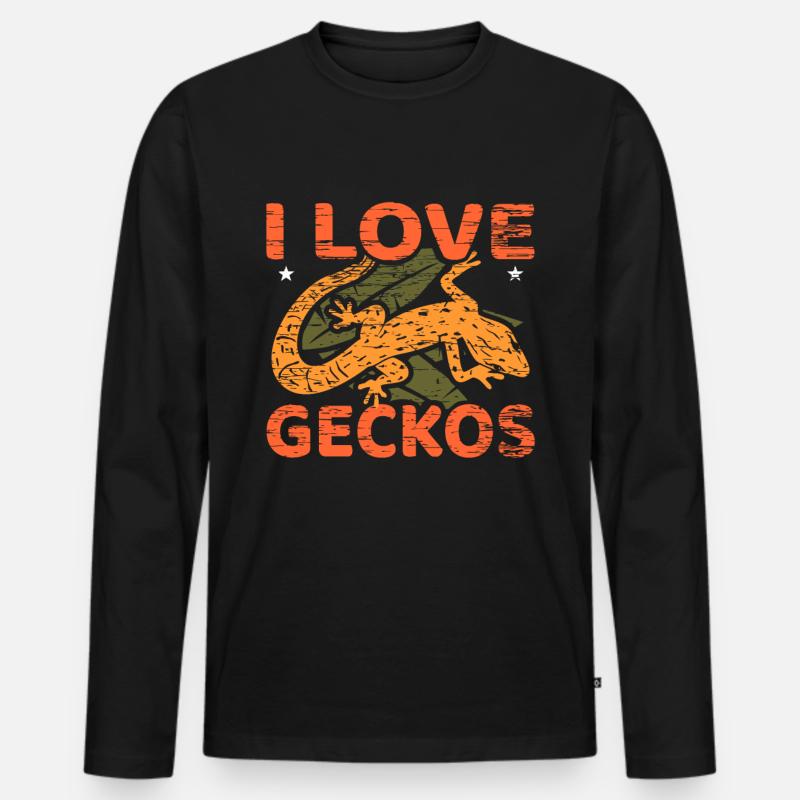 Gecko - Männer Premium Bio Langarmshirt - Schwarz
