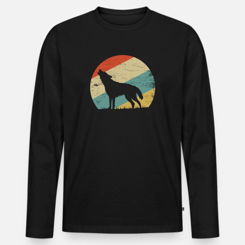 Wolf - Männer Premium Bio Langarmshirt - Schwarz