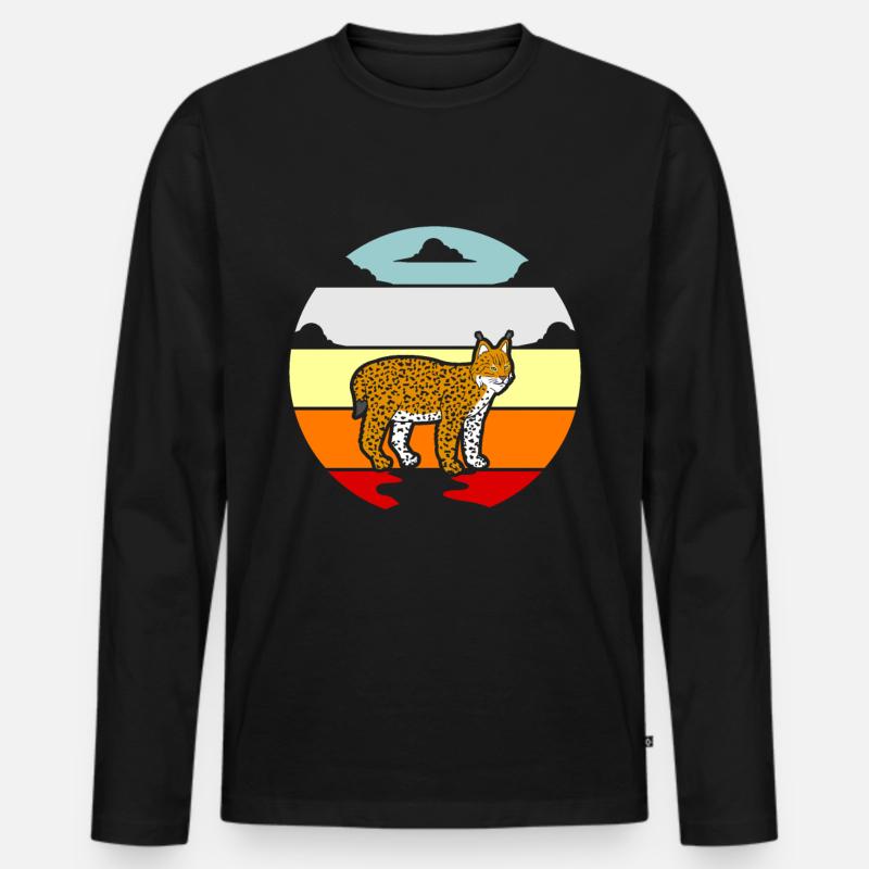 Luchs Wildkatze Shirt Geschenkidee - Männer Premium Bio Langarmshirt - Schwarz