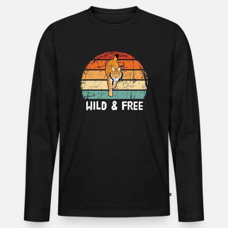 Luchs - Männer Premium Bio Langarmshirt - Schwarz